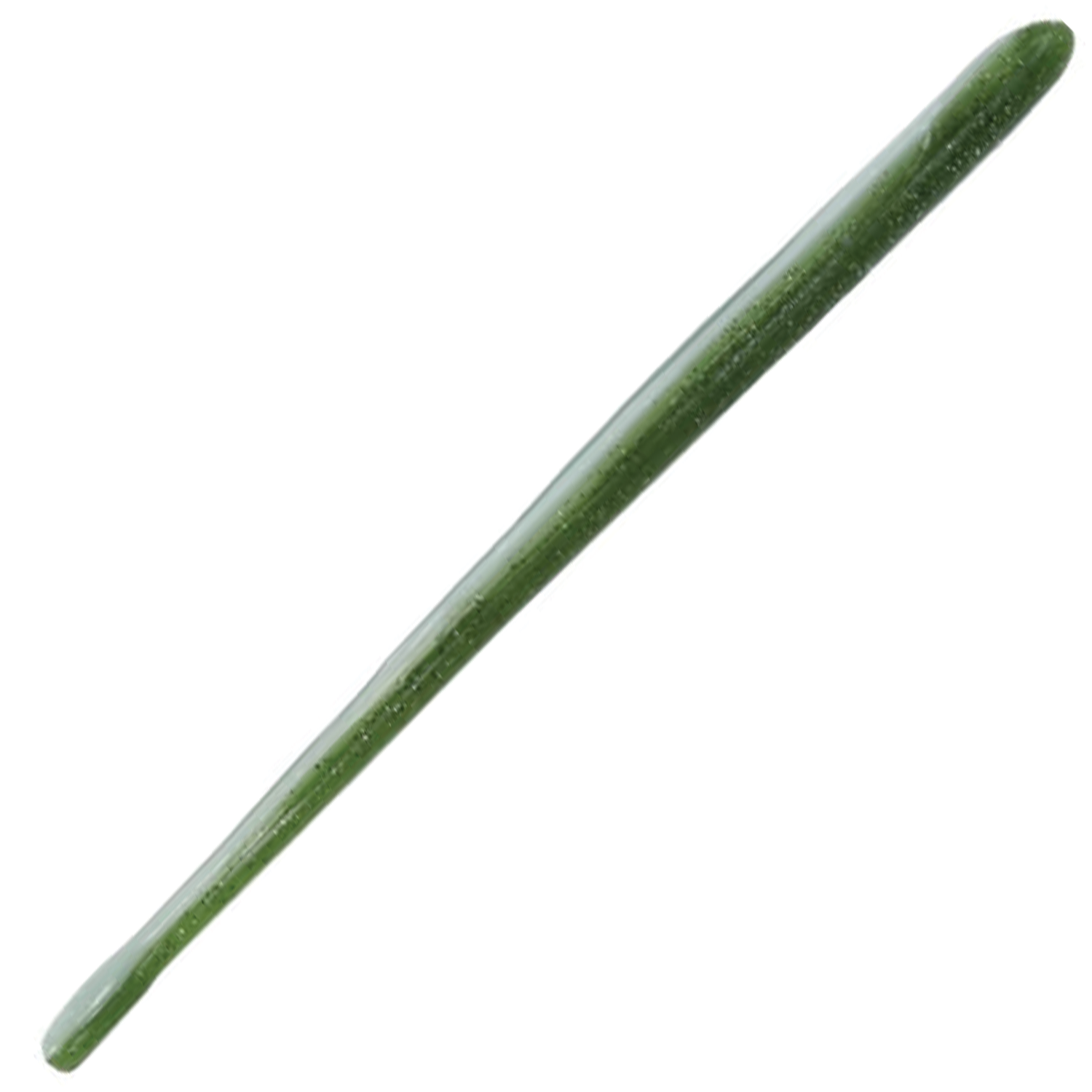 Roboworm Straight Tail Worm fishing lure in translucent green with a long, slender, slightly tapered body and a flat, paddle-like tail designed for lifelike movement in water.