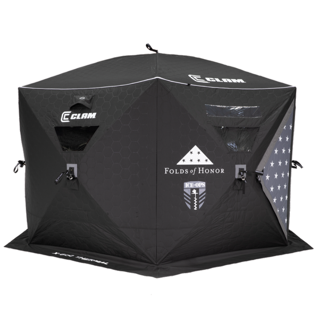 clam ice fishing box 9746 Clam X-600 Ice Ops Edition (Folds Of Honor) Thermal Pop-Up