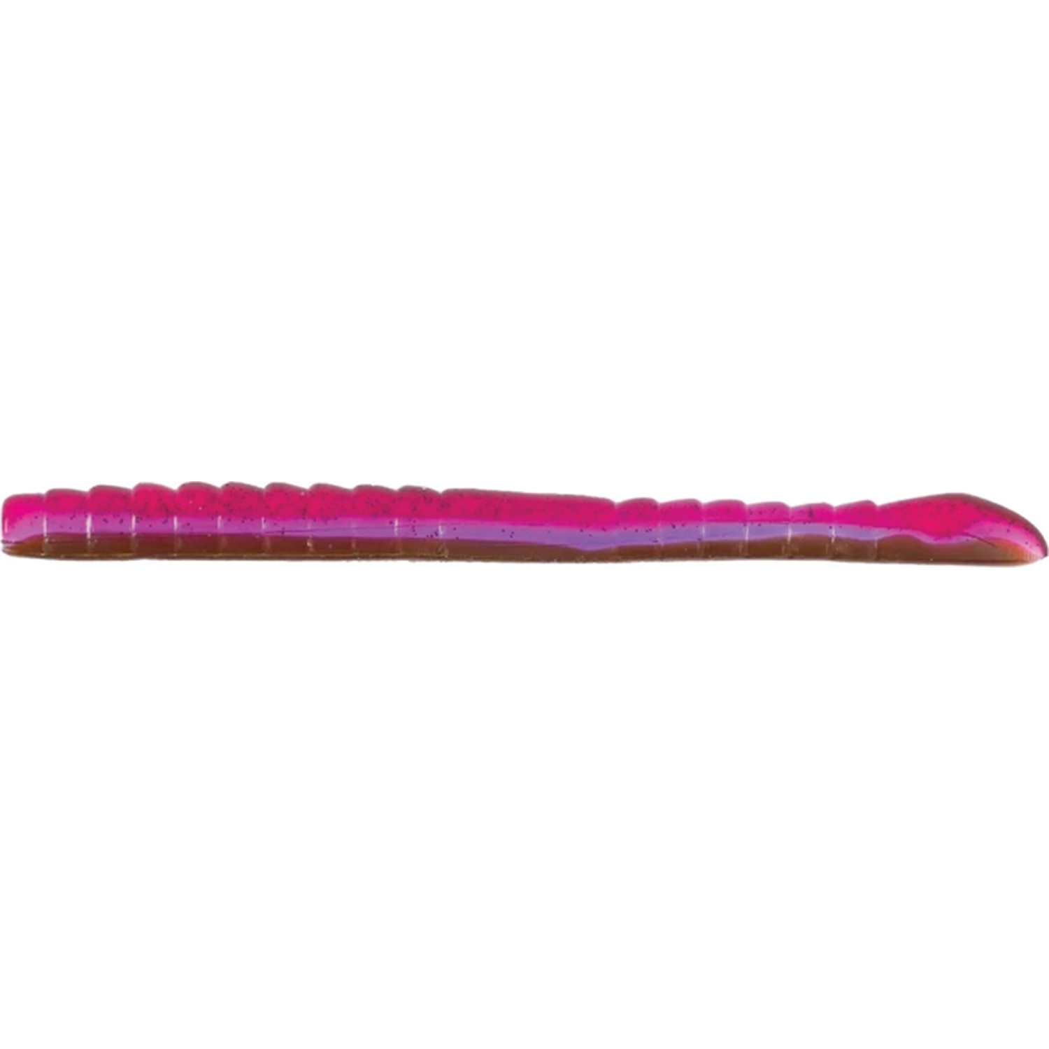 Missile Baits & Roboworm 4" Mini Magic Worm fishing lure in pink and brown, designed for use with fishing tackle targeting muskies and other game fish.