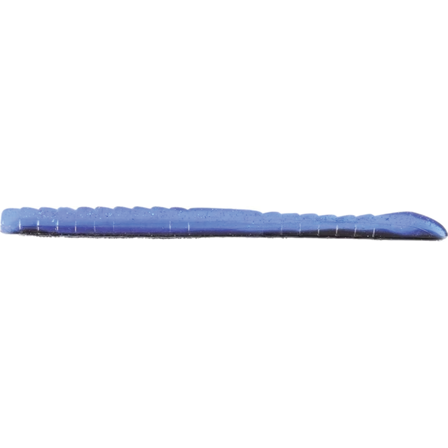 Missile Baits & Roboworm 4" Mini Magic Worm in blue with subtle glitter, designed as a soft fishing lure for freshwater fishing tackle enthusiasts.