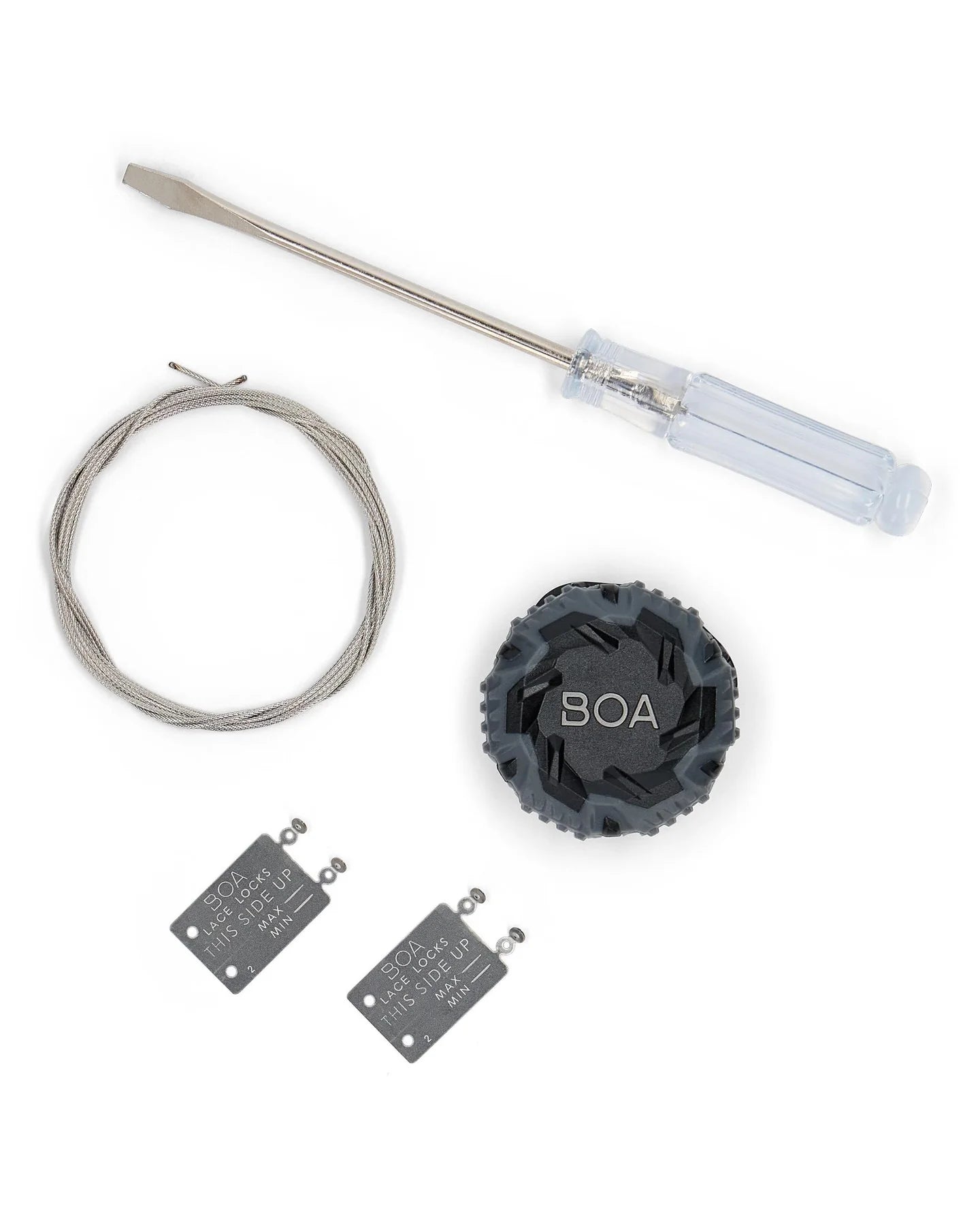 Simms M4 BOA Wading Boot Field Repair Kit with replacement BOA dial cable screwdriver and hardware for wading boot maintenance