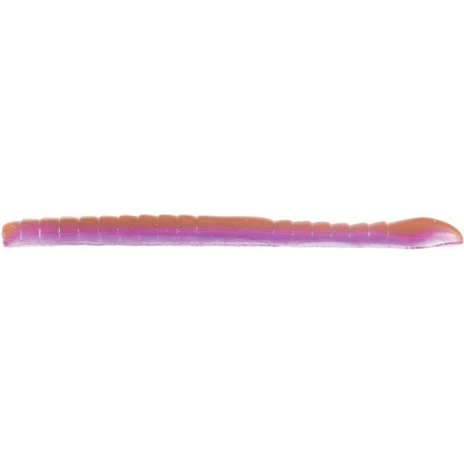 Missile Baits & Roboworm 4" Mini Magic Worm fishing lure in purple and pink hues, designed for freshwater fishing tackle to attract bass and other species.