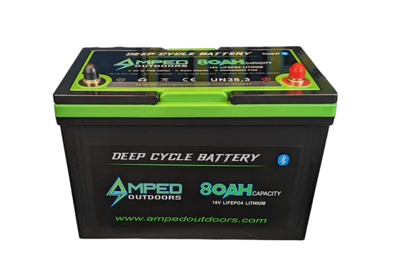 Amped Outdoors (LiFePO4) 80Ah 16v Lithium Battery - w/ Charger