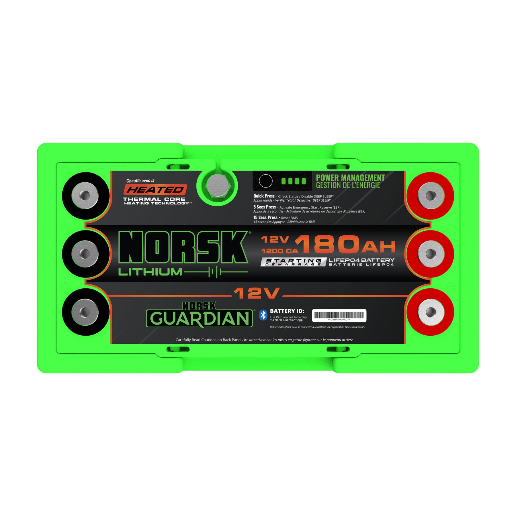 Norsk (LiFePO4) 180Ah 12.8v Lithium Marine Cranking Battery (Heated)
