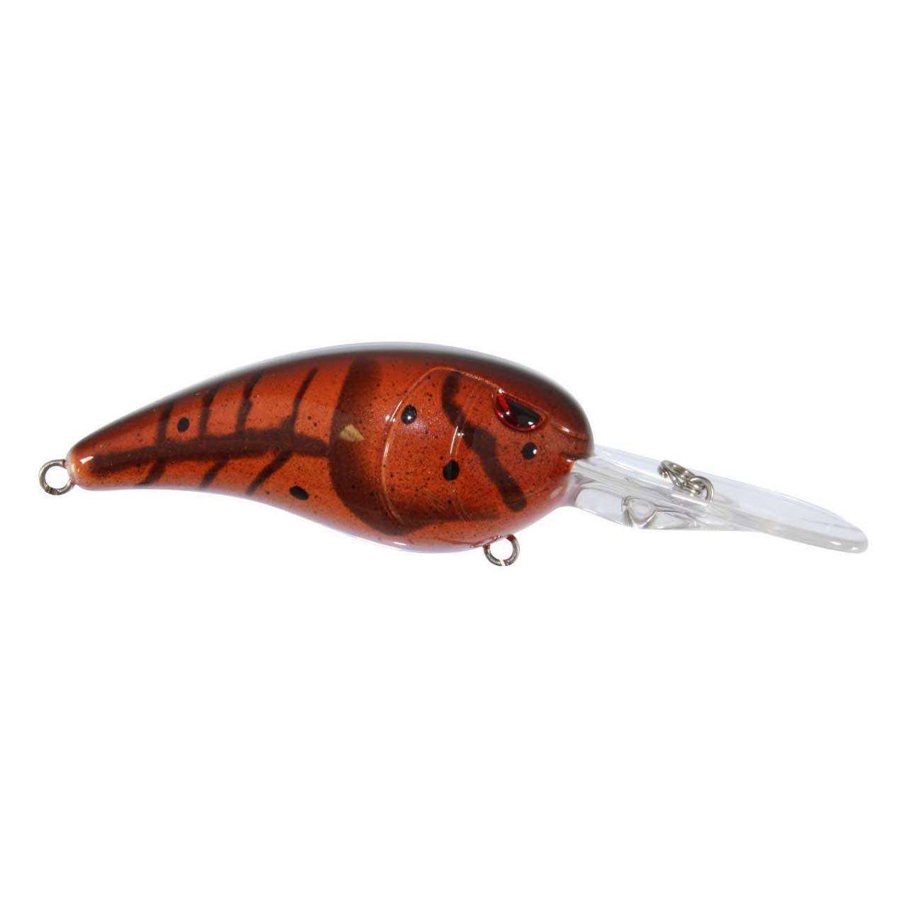 SPRO RkCrawler 55 Crankbait fishing lure with a curved, shiny brown and black patterned body and a clear plastic lip designed for freshwater fishing tackle.