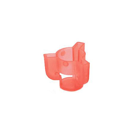Owner Treble Hook Covers in translucent red plastic designed to safely cover fishing tackle hooks, protecting gear and anglers during transport and storage.