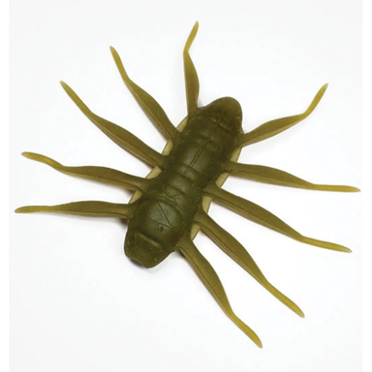 Baum Bofu MAX soft plastic fishing lure designed to imitate a crawfish with multiple flexible legs in olive green color for freshwater fishing tackle.