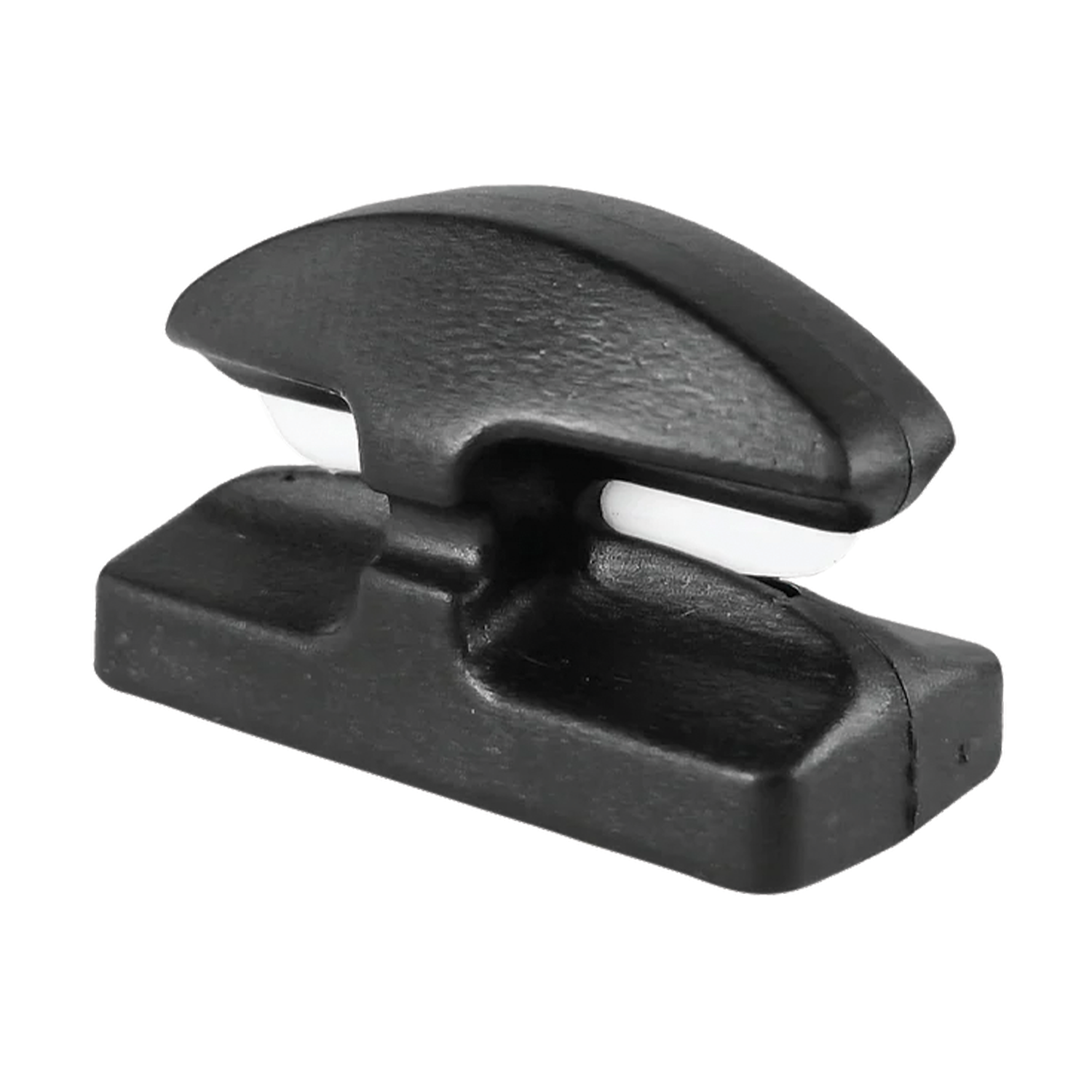 Line Cutterz Peel & Stick Flat Mount (Ceramic Blade) fishing tackle accessory with a compact black plastic body and sharp ceramic blade for easily cutting fishing lines.