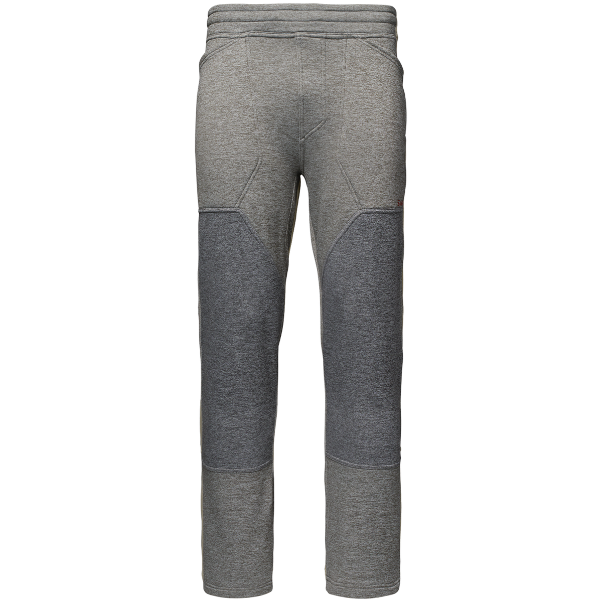 Simms Challenger Sweatpants - Men's gray two-tone jogger pants with elastic waistband and reinforced knee panels shown on a white background