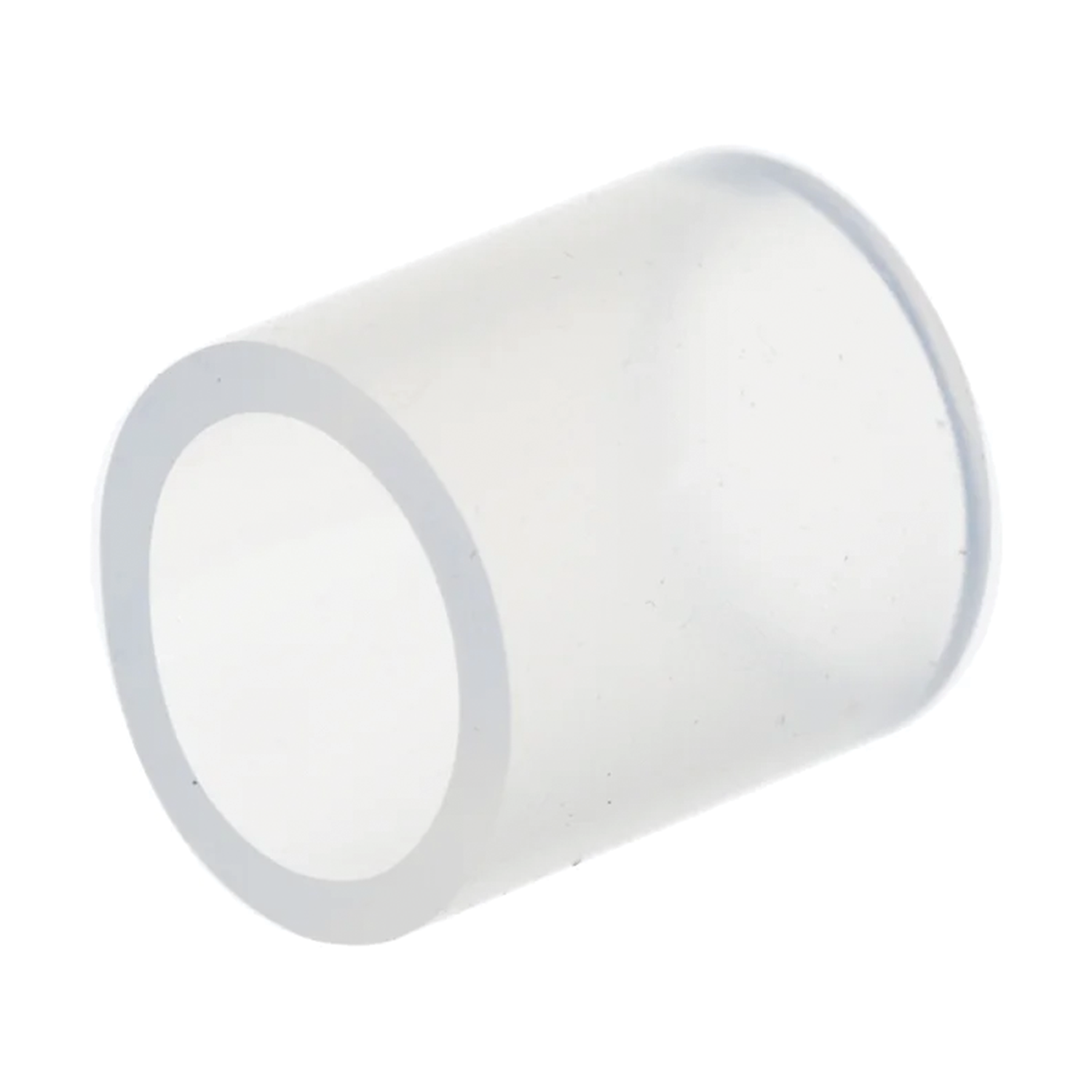 Clear cylindrical filter on a white background