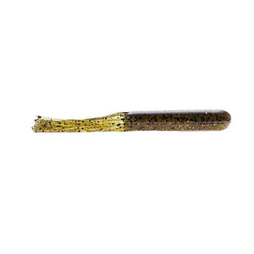 Z-Man EZ Tube soft plastic fishing lure in green and brown with black specks, designed for use as fishing tackle in musky and other freshwater fishing.