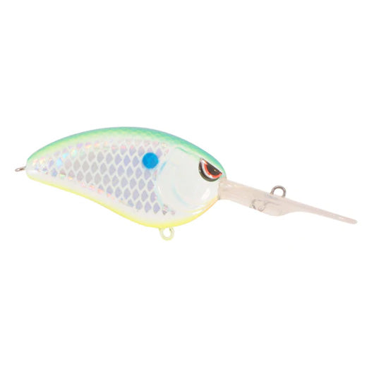SPRO Little John Baby DD 60 Crankbait fishing lure with a shiny citrus shad finish, designed for attracting musky and other freshwater fish with its detailed scale pattern and lip for diving action.