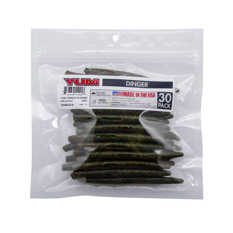 Yum Dinger Worm 4″ – Esco Morbido Con Gancio Slot – Zucca Verde/Chartreuse – 10 Pezzi