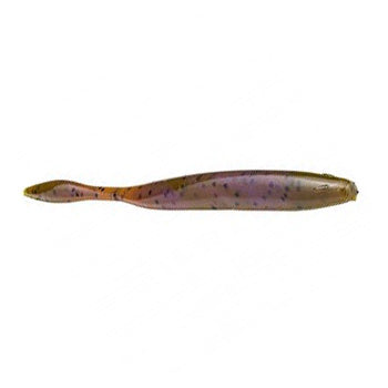 Strike King KVD Perfect Plastics Dream Shot fishing lure in translucent purple with black speckles, designed for effective fishing tackle and musky targeting.