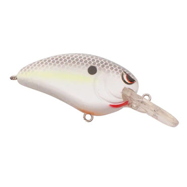 SPRO Little John MD 50 Crankbait in white and gray with a scale pattern, featuring a clear diving lip and detailed eye, designed for fishing tackle.
