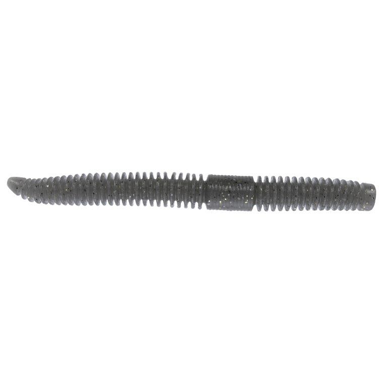 Yamamoto 5.5" Slink-O Floater Worm in natural shad color, ribbed soft plastic fishing lure designed for freshwater fishing tackle targeting musky and other large fish.