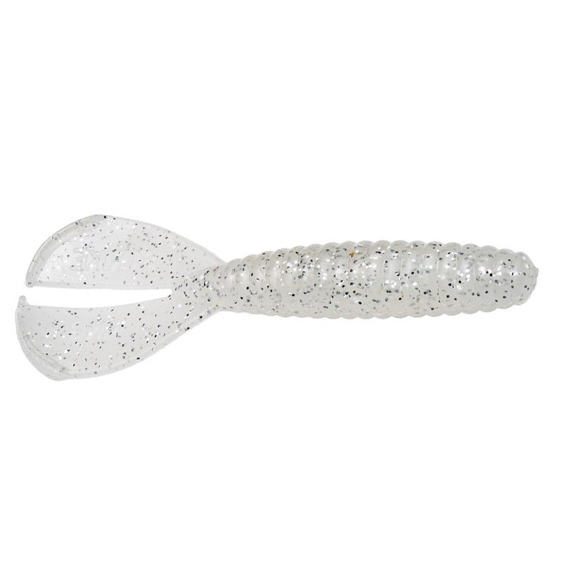 Strike King Magnum Rage Menace Grub soft plastic fishing lure in translucent white with black speckles, designed for freshwater fishing tackle applications.