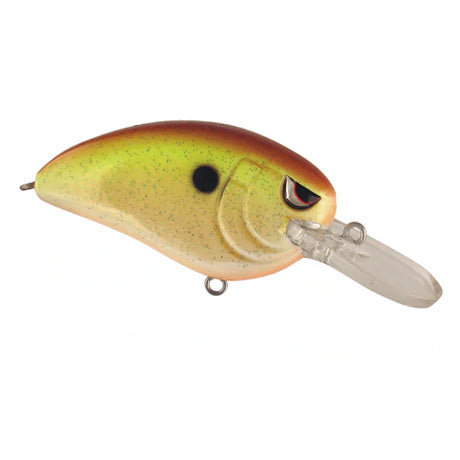 SPRO Little John MD 50 Crankbait fishing lure with a chartreuse and brown finish, featuring a clear angled lip for diving action and designed to attract musky fish.