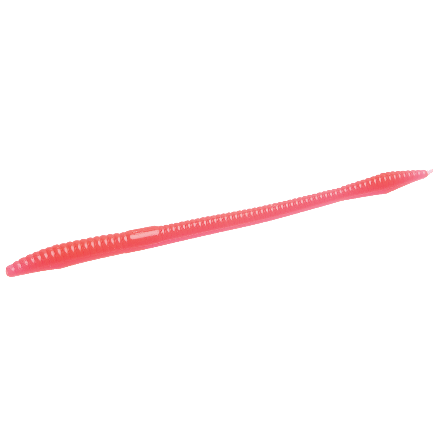 Zoom Bait Company Trick Worm fishing lure in bright pink, designed with segmented body for lifelike action in freshwater fishing tackle.