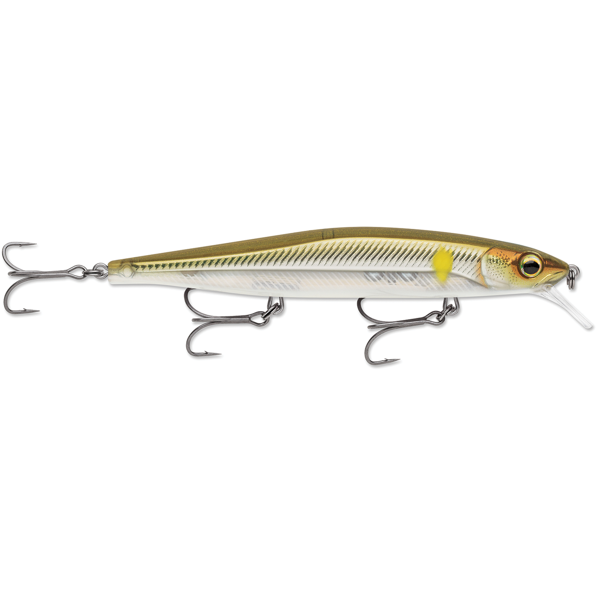 Rapala Precision Xtreme Mavrik 110 minnow style fishing lure with realistic scale pattern diving lip and three treble hooks