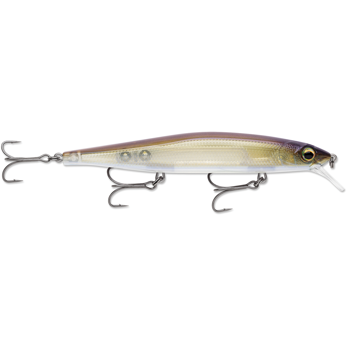 Rapala Precision Xtreme Mavrik 110 minnow fishing lure with natural fish pattern clear diving bill and three treble hooks for fishing tackle