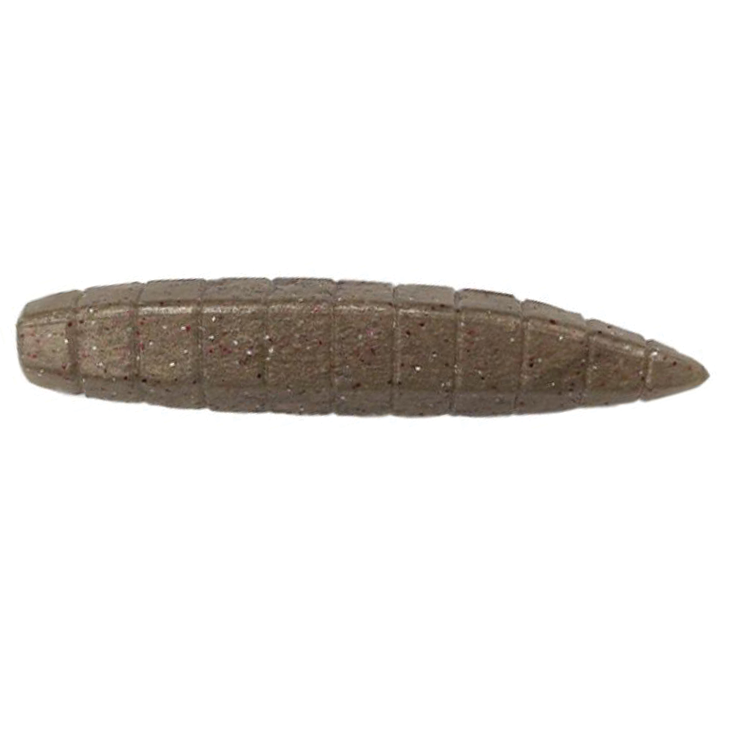 Galápagos Okura Stick soft fishing lure in a segmented, tapered design with a brownish hue and subtle red flecks, ideal for use in fishing tackle.