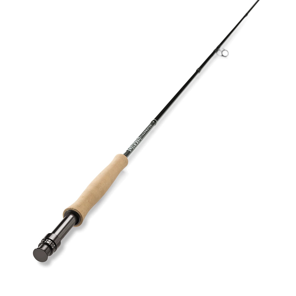 Orvis Clearwater Fly Rod with a sleek black graphite shaft and smooth cork handle designed for precision fly fishing in freshwater environments.