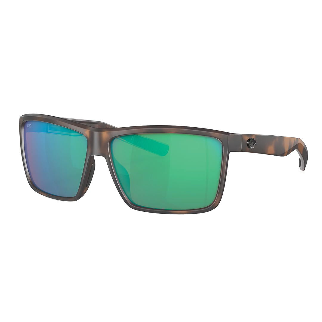 Costa Del Mar - Rinconcito sunglasses with a tortoiseshell frame and green mirrored lenses, designed for outdoor fishing activities.