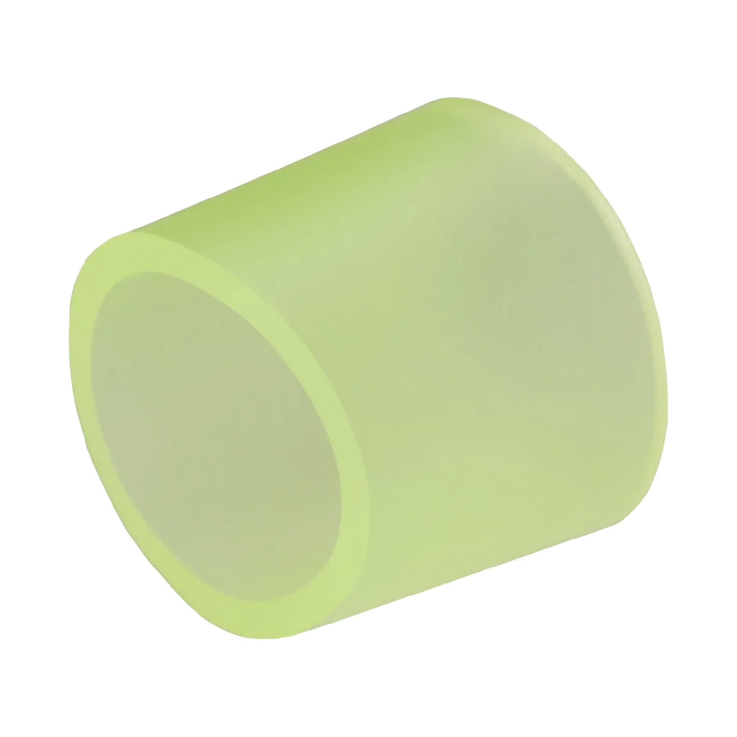 Light green cylindrical object on a white background