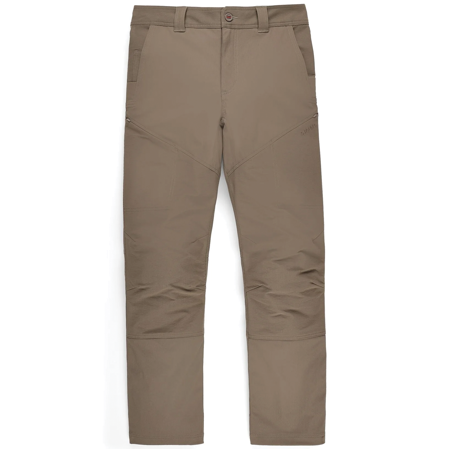 Simms Confluence Pants - Men's in olive brown, designed with durable, lightweight fabric featuring multiple pockets and articulated knees for comfortable outdoor fishing activities.