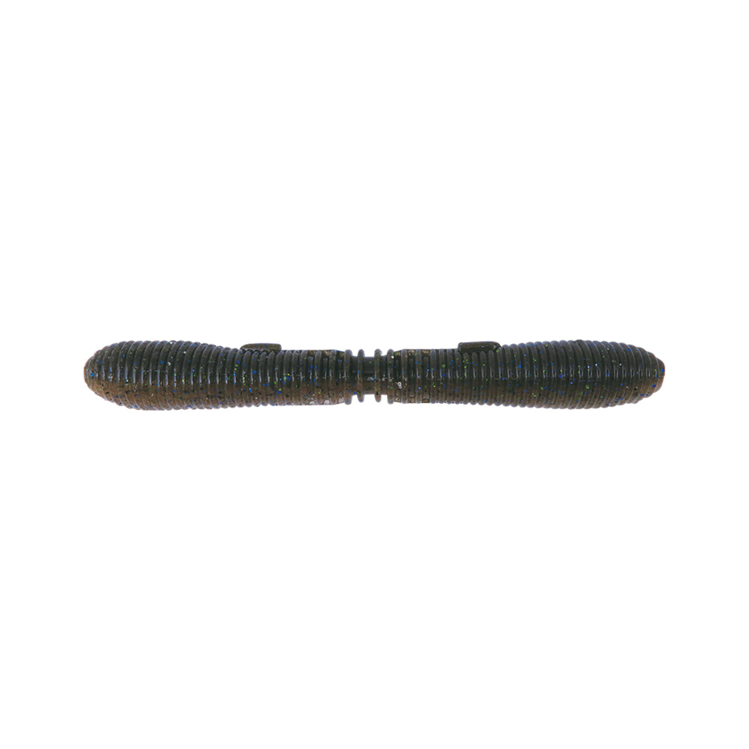 BottomUp Kunnery 3.6" dark green segmented soft plastic fishing lure designed for musky and freshwater fishing with a ribbed texture for enhanced water movement.