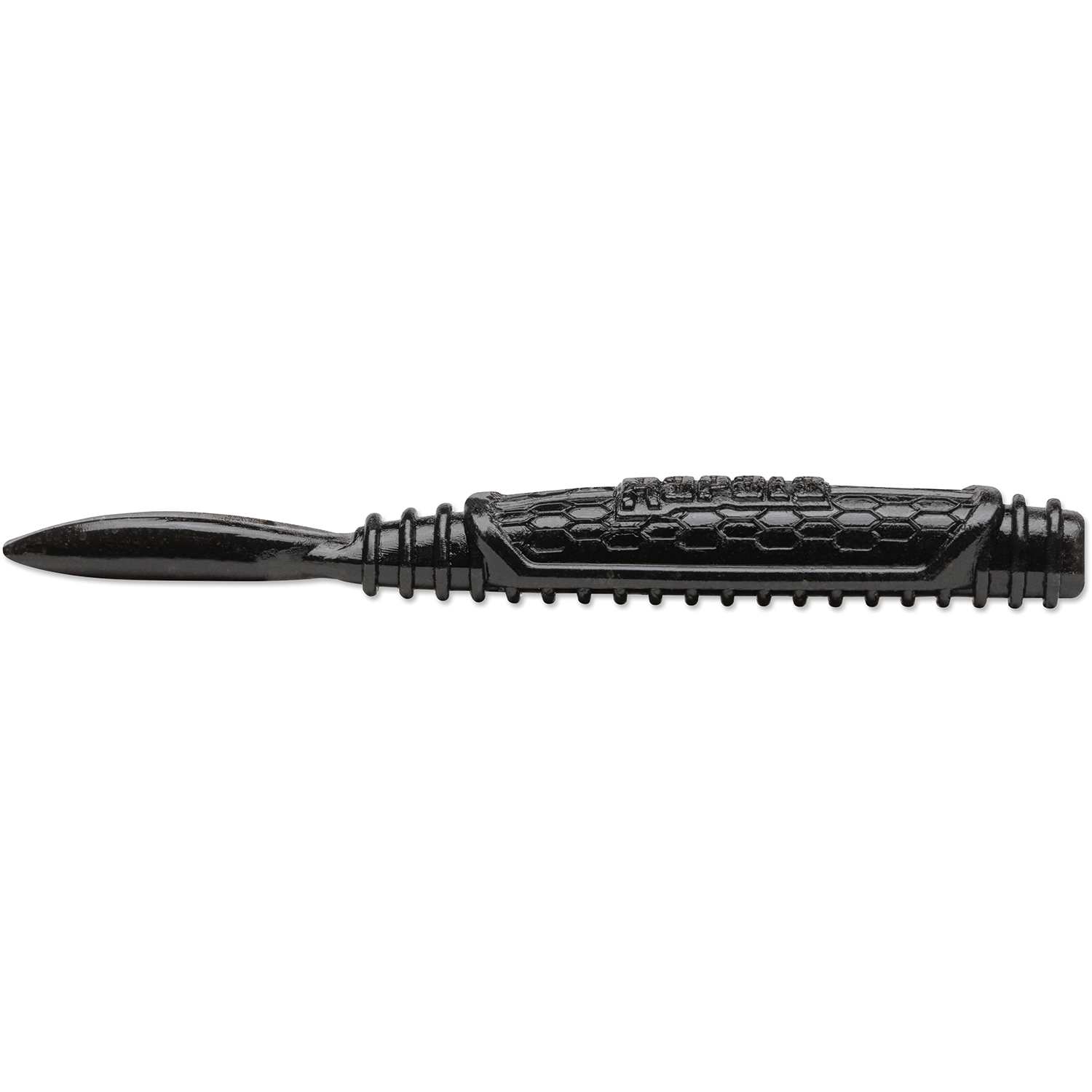 Rapala CrushCity Salted Ned Roll fishing lure in black with textured segmented body and tapered tail, designed for effective fishing tackle use.