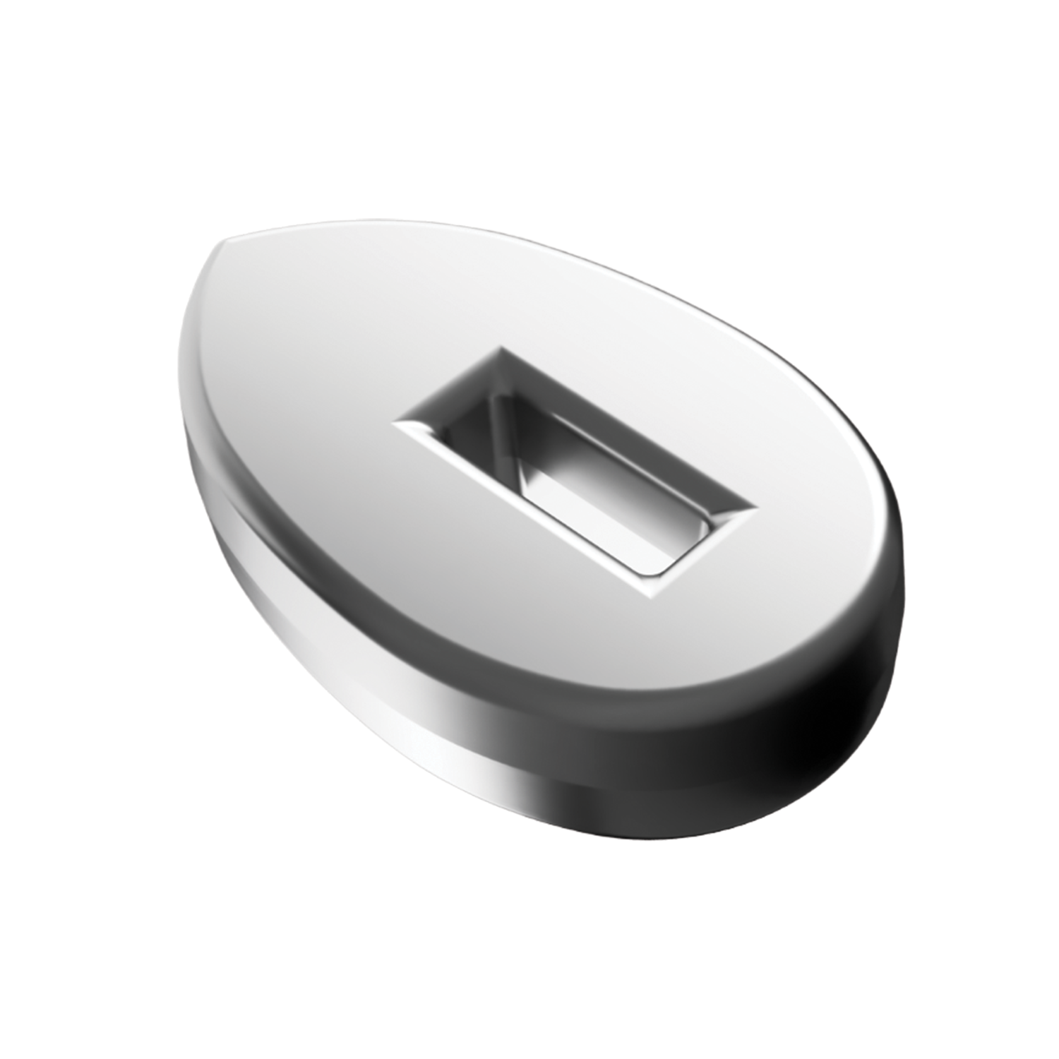 Smooth, silver-colored fishing weight with a rectangular slot in the center, designed for use with Super Baitlock Weights in fishing tackle applications.