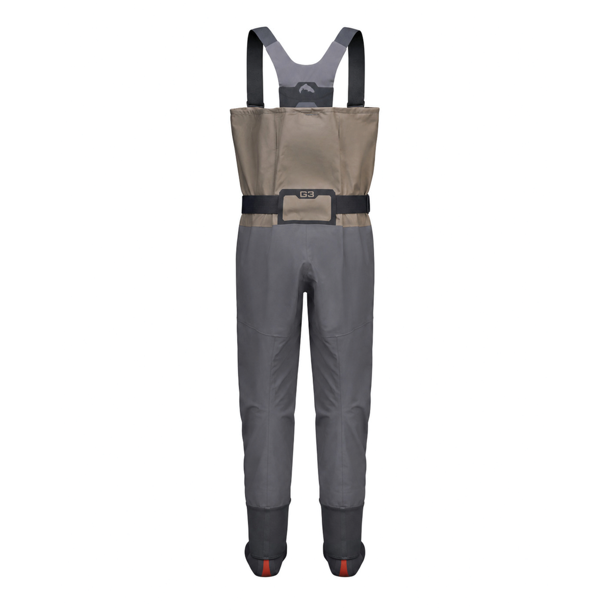 Simms G3 Pro Stockingfoot Waders - Women's shown in gray and tan with adjustable suspenders built in belt and integrated stocking feet for fly fishing