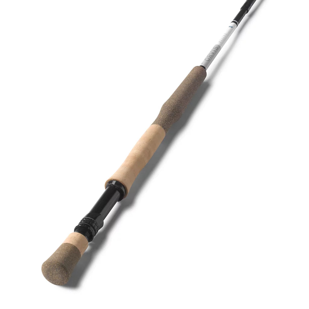 Orvis Helios D Fly Rod featuring a sleek lightweight design with a cork and foam handle grip, ideal for precision casting in fly fishing.
