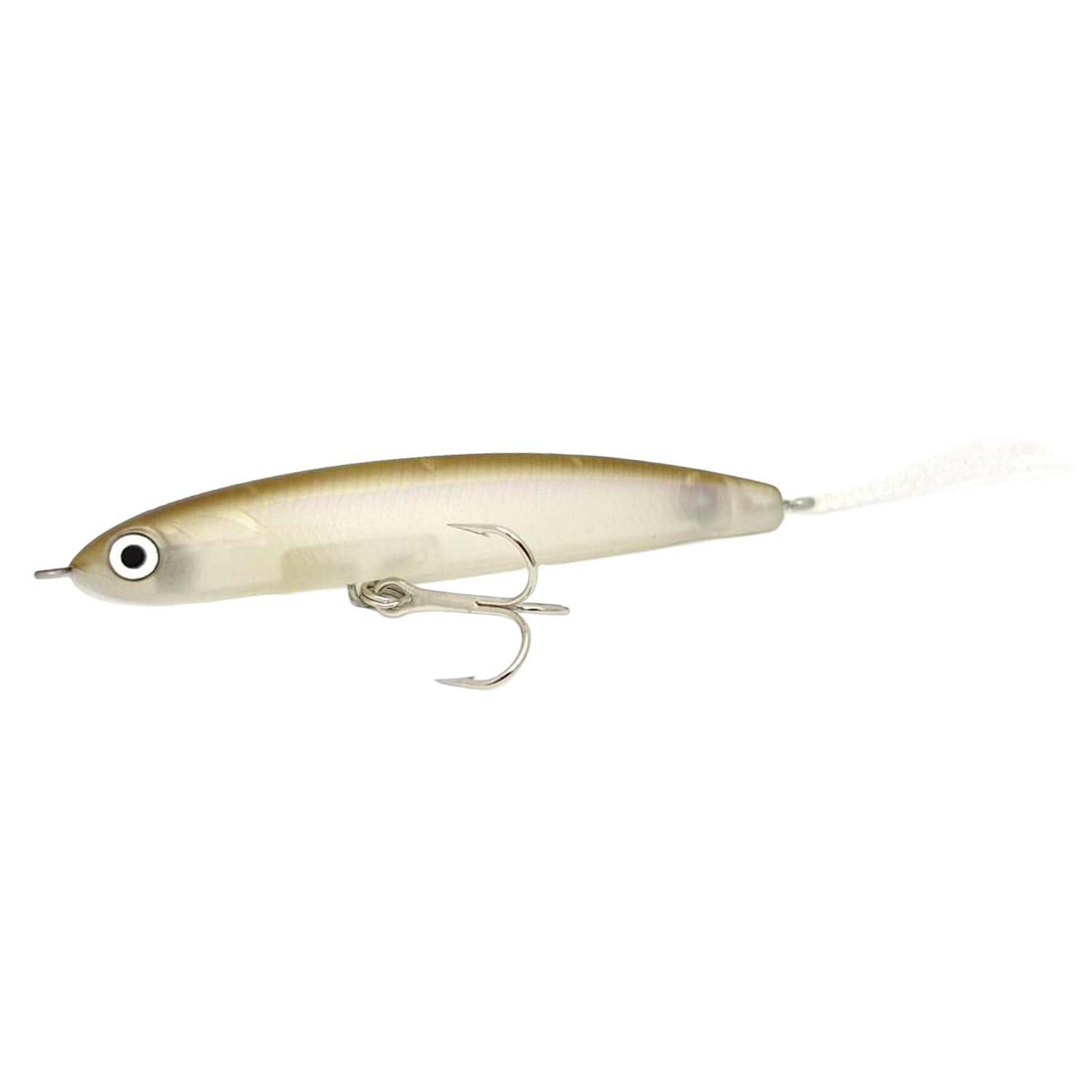HMKL Jordan 65 F fishing lure in natural olive and white colors with a streamlined body and treble hook, designed for effective fishing tackle use.