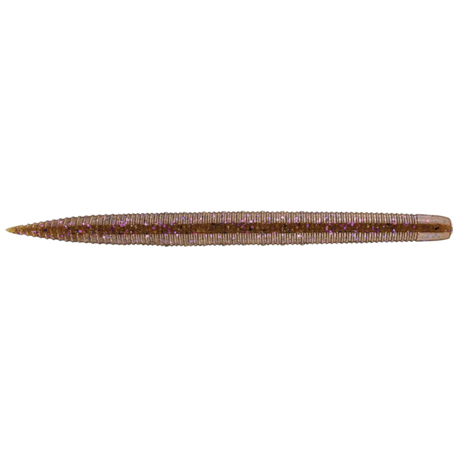 GeeCrack SAF Stick fishing lure designed with a slender, ribbed body in brown with purple flecks, ideal for use with fishing rods and tackle.