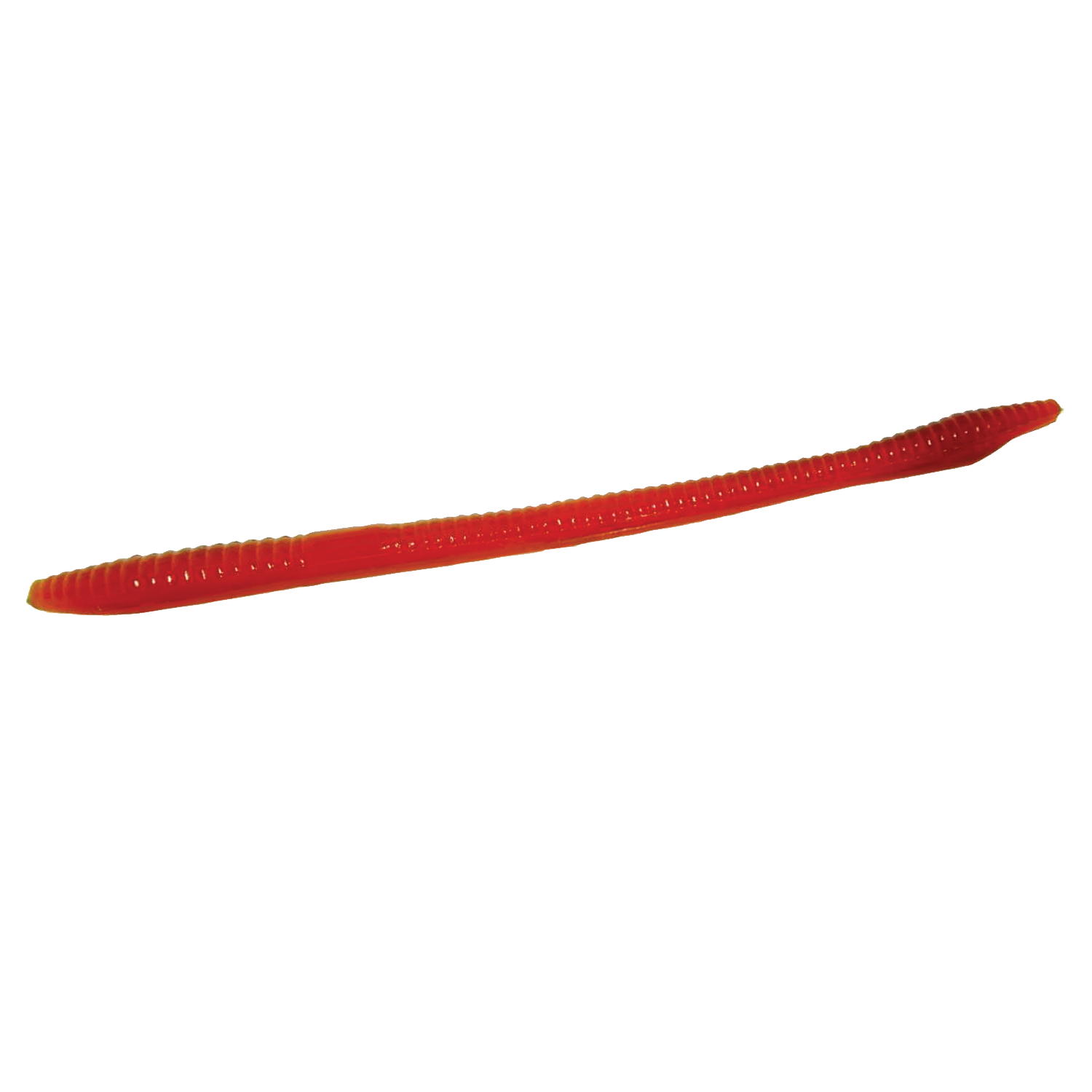 Zoom Bait Company Trick Worm fishing lure in red with ribbed texture designed for freshwater fishing tackle.