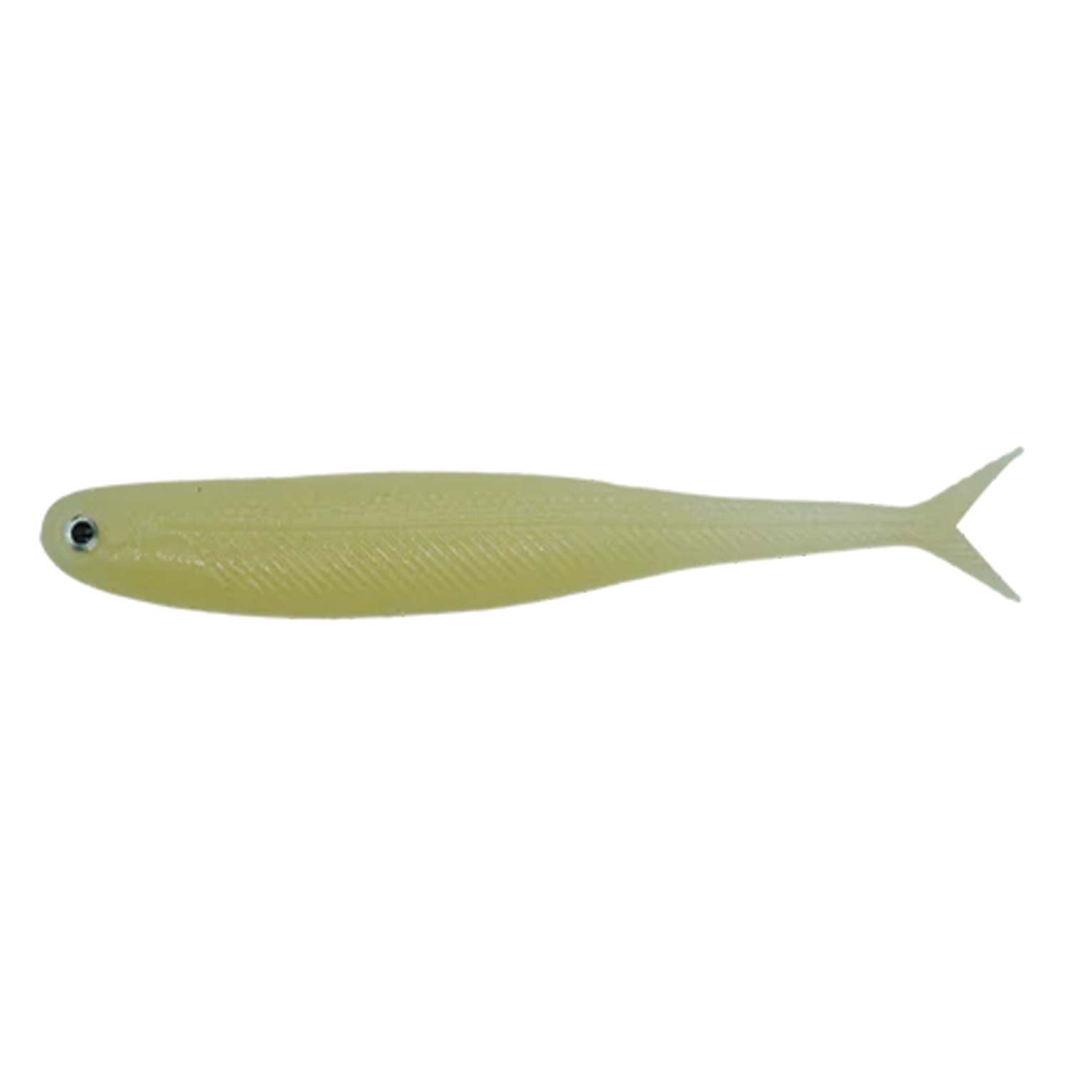 Dstyle Virola soft fishing lure in pale yellow with a streamlined body, lifelike eye, and forked tail, designed for effective freshwater fishing tackle.