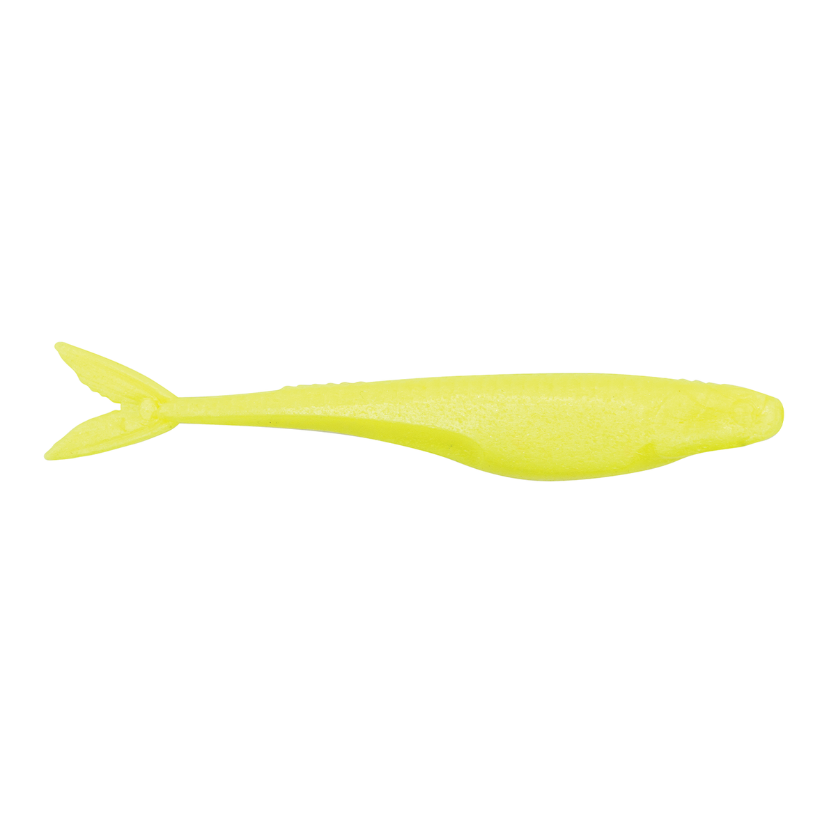 Yellow soft plastic fishing lure shaped like a small baitfish with a forked tail, identified as the Z-Man Stuntman, designed for fishing tackle use.