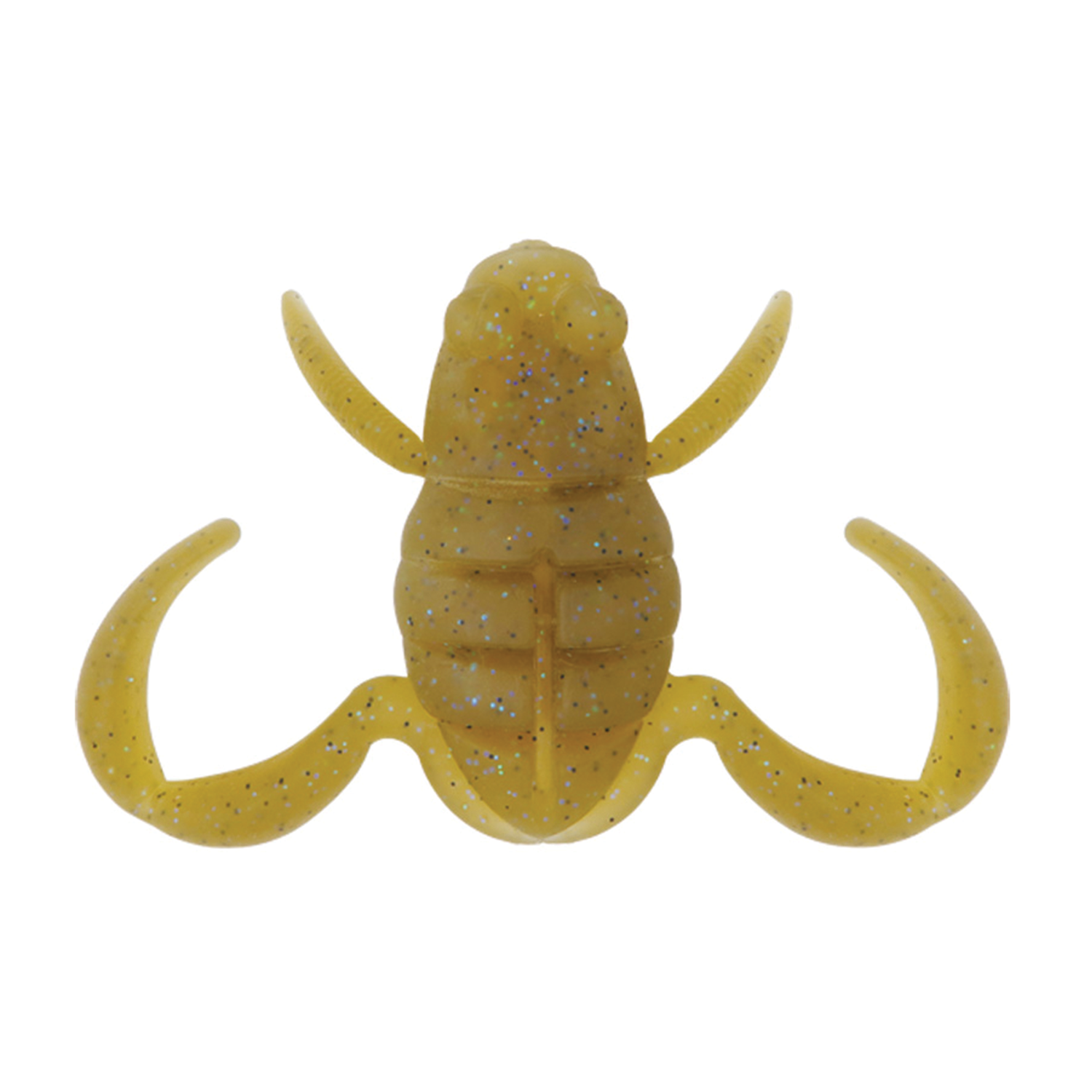 BottomUp Scooper Frog Magnum fishing lure in translucent yellow with glitter, designed for musky fishing, featuring multiple curved appendages for realistic movement.