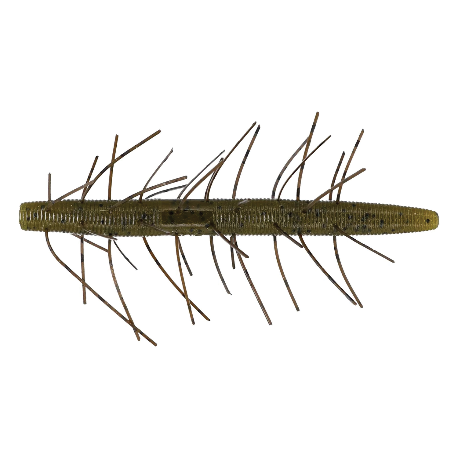 Yamamoto Fuzzy Senko 4" soft fishing lure in olive green with multiple flexible legs designed to mimic natural prey for effective fishing tackle use.