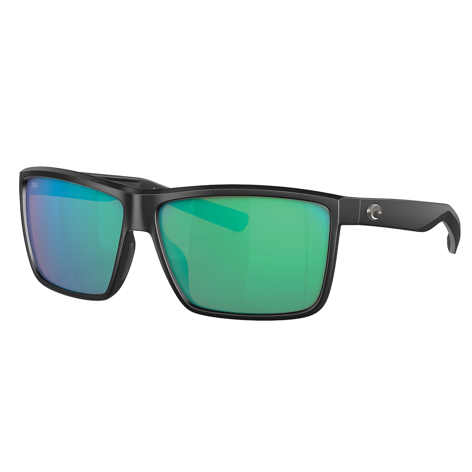 Costa Del Mar - Rinconcito sunglasses featuring a sleek black frame and green polarized lenses designed for fishing and outdoor activities.