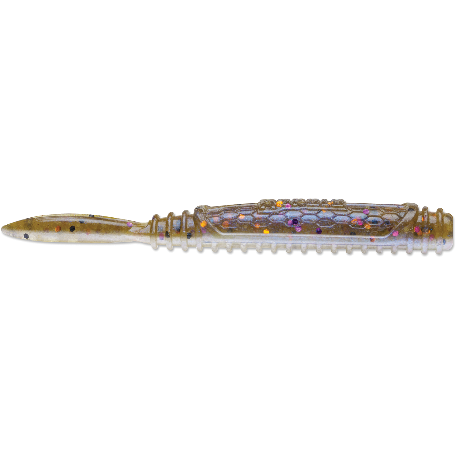 Rapala CrushCity Salted Ned Roll soft plastic fishing lure with a translucent body, textured surface, and flecks of glitter designed for effective fishing tackle use.