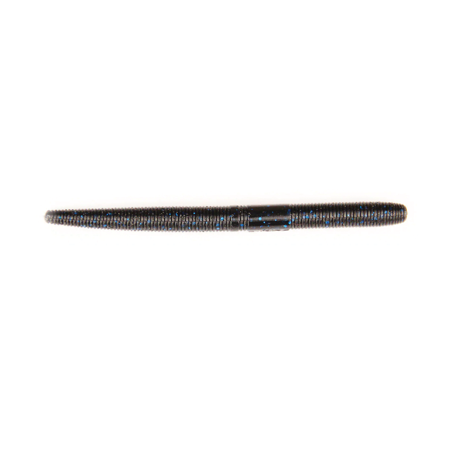 X-Zone 5" True Center Stick soft plastic fishing lure in dark color with blue flecks, designed for use with fishing tackle targeting musky and other freshwater species.