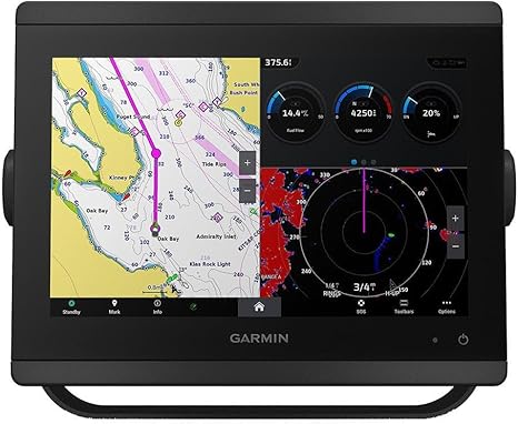 Garmin GPSMAP 8610 (NO TRANSDUCER PORT) marine electronics device showing detailed digital nautical chart and radar navigation display on a black touchscreen monitor.