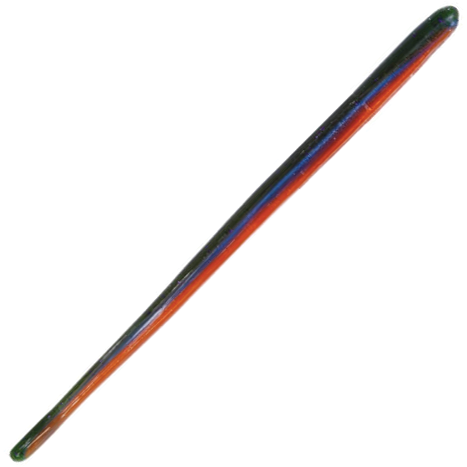 Roboworm Straight Tail Worm fishing lure in dark green and orange colors, designed for use with fishing rods and reels as part of fishing tackle gear.