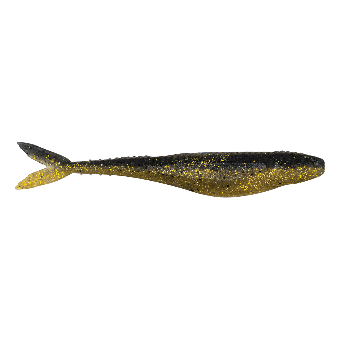Z-Man Stuntman fishing lure in black and gold with a paddle tail design for lifelike movement, used for musky and freshwater fishing tackle.