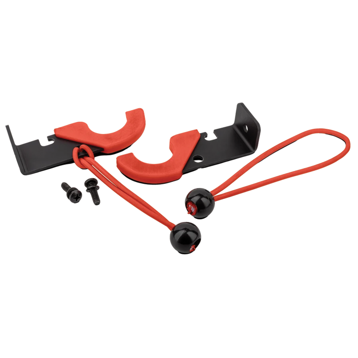 Vexilar Vision Shuttle Pole Brackets (2 Pack) with red and black mounting brackets tether cords and included hardware for ice fishing gear