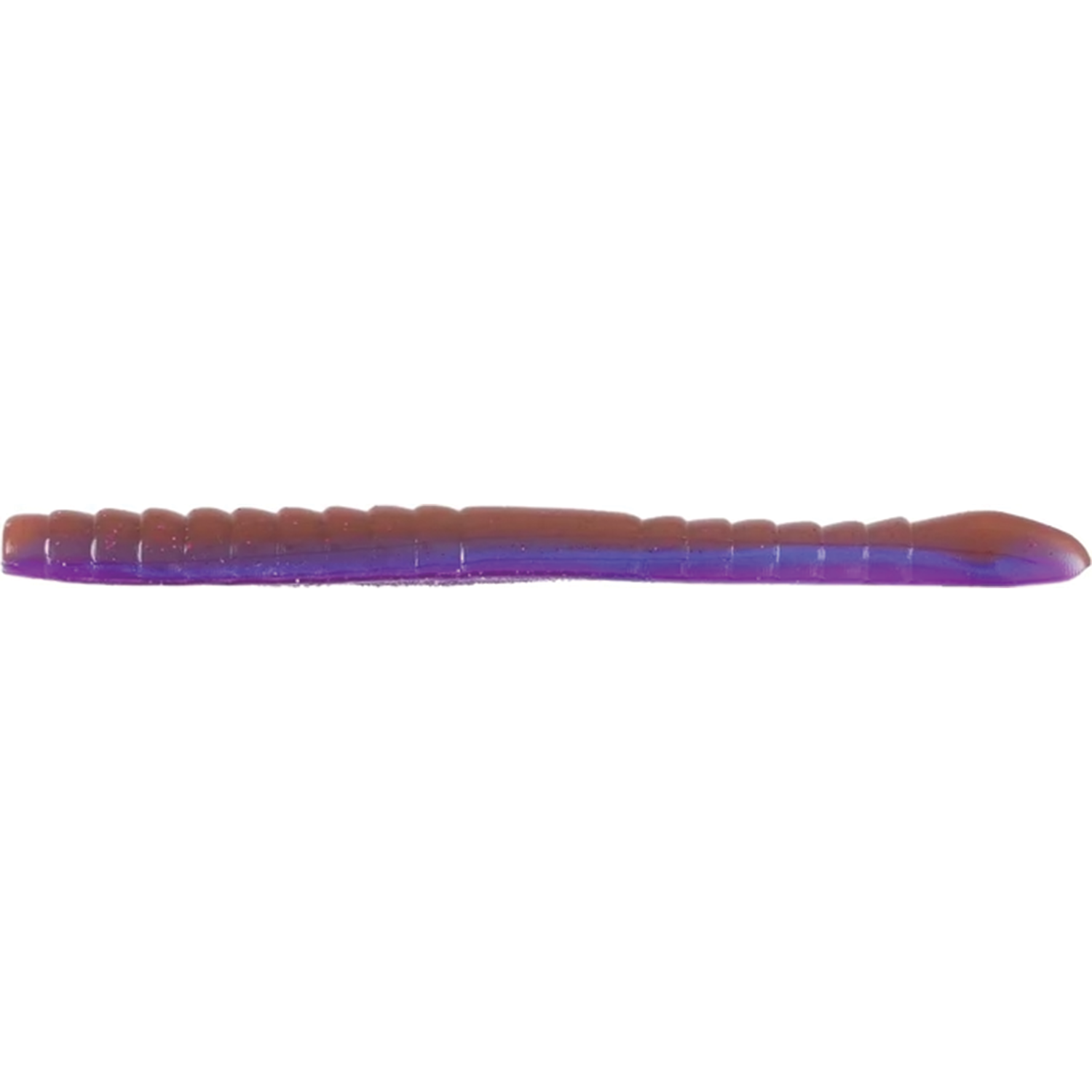 Missile Baits & Roboworm 4" Mini Magic Worm fishing lure in purple and brown soft plastic, designed for freshwater fishing tackle and targeting musky and other game fish.